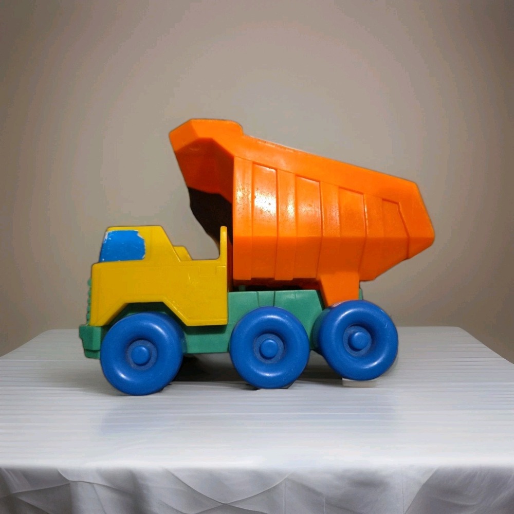 1994 Vintage Shelcore Chunky Worker Figures Dump‎ Truck Car Vehicle Plastic Toy
